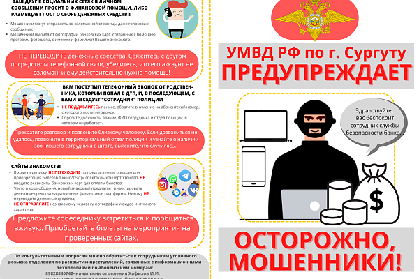 Осторожно, мошенники! В Сургуте зафиксирован рост преступлений, совершенных дистанционным способом