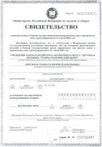 Документ, подтверждающий факт внесения сведений о юридическом лице в ЕГРЮЛ